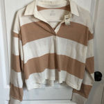 Aerie  Women's XS‎ Striped Cropped Long Sleeve Polo Shirt Multicolor NWT Photo 0