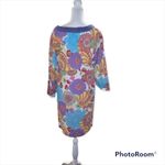 Boden Floral Cotton Tunic Swim Coverup With Beaded Neckline Size 12 White Photo 3