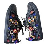 Sheridan Mia by Anthropology black suede and leather floral shoes size 42 (US12) Photo 4