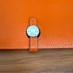 Orange Pebbled Leather Wallet Organizer Photo 8
