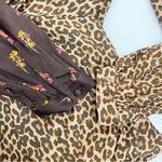 Something Navy Twist Front Long Sleeve Double Printed Midi Dress Leopard Floral Photo 8