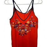 Eyeshadow  Womens Sleeveless V Neck Cami Tank Top Size M Red Embroidered Floral Photo 0
