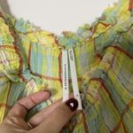 Anthropologie  Yellow plaid flannel cotton mini tank dress size large Photo 3