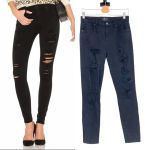 AGOLDE  Sophie‎ Skinny Jeans High Rise Distressed Moonstruck Wash Black Size 28 Photo 1