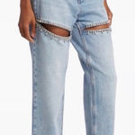 Torn By Ronny Kobo  Crystal Embellished Cutout Straight Leg Jeans – Size 29 NWOT Photo 0
