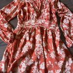 Lulus Womens  long sleeve orange white floral dress Photo 0