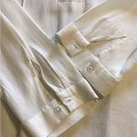 LULUS SILKY IVORY LONG SLEEVE TIE FRONT TOP SEMI SHEER 6” SLITS ON SIDES Sz. XL Photo 8