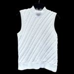 Talbots Sweater Large Petite White Cable Knit Vest Minimalist Preppy Academia Photo 1