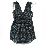 Haute Hippie  Follow Me Mini Dress Green Feather Sleeveless V Neck Womens Small Photo 1