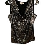 Calvin Klein Women Black Silver Sequin Holiday Dress Tank Top Size Medium Photo 0