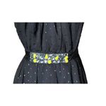Vera Wang Princess  Black Polka Dot Neon Yellow Trim Belted Chiffon Dress Size 5 Photo 2