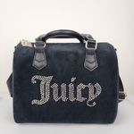 Juicy Couture Bag Obsession Satchel Black Velour Velvet Rhinestone Purse Handbag Photo 2