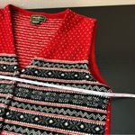 Eddie Bauer 100% Lambs Wool Nordic Fair Isle Red Sweater Vest Small Petite Photo 8