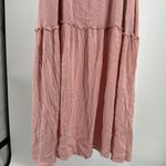 Main Strip Pink Maxi Dress M Swiss dot tiered keyhole back cottage prairie boho Photo 10