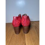 Anabelle Shoes Womens Size 8 Red Cutout Peep Toe Chunky Heel Suede Zip Sandals Photo 5
