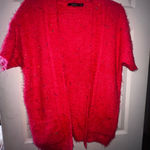 Vertigo Paris Vertigo Women's Bright Red Pink Short Sleeve Cardigan Fuzzy Size Medium Photo 0