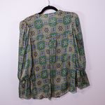 ZARA  Paisley Print Pattern Textured Satin Long Sleeve Button Front Blouse Shirt Photo 3