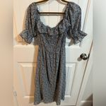 PaperMoon  Blue Floral Drop Waist Maxi Dress With Peasant Sleeves Photo 6