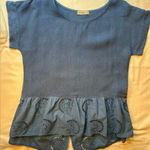 Terzo Millennio Blouse, Linen and Cotton, Short Sleeve,Size‎ Small. Blue Photo 0