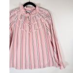 CLAUDIE PIERLOT Womens Top Pink Ruffle Pinstriped Long Sleeve Blouse 40 US Large Photo 3