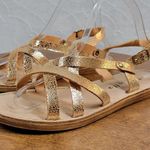 Mariella Womens Sandals 6.5 Rose Gold Open Toe Strappy Slingback Buckle Flats Photo 1