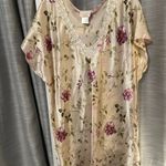 Floral Satin Sleepwear with Lace Trim Purple Size 1X Photo 0