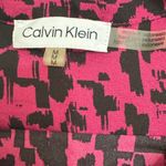 Calvin Klein Geometric Long Sleeve Button Down Blouse Crepe Fuchsia NWOT Medium Photo 9
