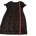 Banana Republic  Black T Shirt Dot‎ Dress Fringed Hem Sleeveless Sheath Sz 10 Photo 6