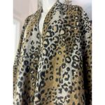Women’s Khaki Leopard Cheetah Print Fringe Shawl Poncho Wrap Scarf One Size Tan Size undefined Photo 3