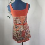 JW Maternity Paisley Tunic Tank Top with Belt Orange Size undefined Photo 5