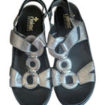 Rieker Antistress Sandals US 8.5 Metallic Leather Comfort Strappy Walking Shoe Gray Photo 0