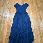 Matilda Jane  Navy Blue Marled Knit Maxi Dress Cap Sleeve Button Detail M Photo 1