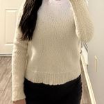 Vintage Outdoor Winter Thick Knit Textured Off White Chunky Long Sleeve Sweater Tan Photo 0