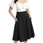 Unique Vintage Black&White Polka Dot Vivienne Swing Skirt Sz.5X/26 Photo 0