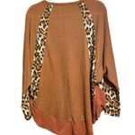 Umgee Tunic Top Womens Small Multicolor Animal Print Trim Waffle Knit Blouse Photo 5