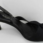 Van Eli Laban Black Fabric Open Toe Slingback Heel Size 6 Photo 4