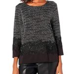 Karl Lagerfeld  Floral Embroidered Tweed Black White 3/4 Sleeve Blouse Size S Photo 0