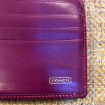 Coach Legacy Signature Slim Turn Lock Crossbody Ready Trifold Wallet Violet Trim Photo 6