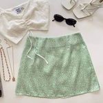 Princess Polly  green ditsy floral satin mini skirt Photo 0