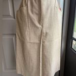 NOS 80s vintage Halston III linen silk blend pocket midi skirt, size 10 Tan Photo 0