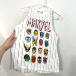 Forever 21 x MARVEL Striped Marvel Muscle Tee White Avengers Graphic Tank Top S Photo 6