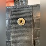 Salvatore Ferragamo Women’s‎ Black Leather Embossed Croc Compact Wallet Photo 2