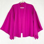 IC Collection Open Front Jacket Size Large Fuchsia Hot Pink Kimono Lagenlook Photo 0