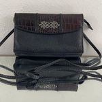 Brighton Brown Black Leather Crocodile Embossed Wallet Crossbody Bag Purse Photo 1