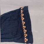 Free People  bell sleeve crop top size XS embroidered paisley pattern navy blue Photo 7