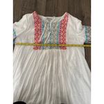 Nina Leonard  Embroidered Tunic Dress White Bell Sleeve Boho V-Neck Women's L Photo 5