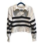 Pistola  Women's Arlo Striped Collared Sweater Cream White Black Cropped Knit XS Photo 1