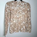 J. McLaughlin  Sweater Cotton Blend Button Sleeve Light Brown Animal Print Sz S C Photo 4