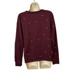 LC Lauren Conrad Lauren Conrad Feline Fine Cat Sweatshirt Womens S Burgundy Cozy Lounge Chic Photo 1