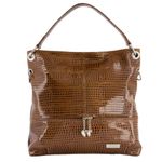 VENEZIA Made in Italy Crocodile Embellished Tote NWT Brown Photo 2